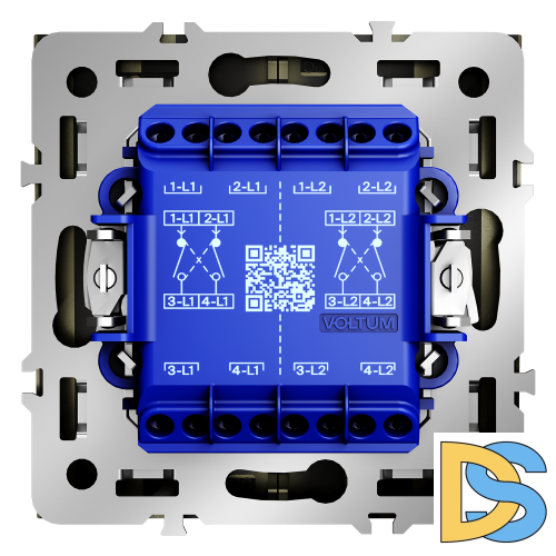 Перекрестный переключатель встраиваемый VOLTUM S70 двухклавишный 10А, (шелк)