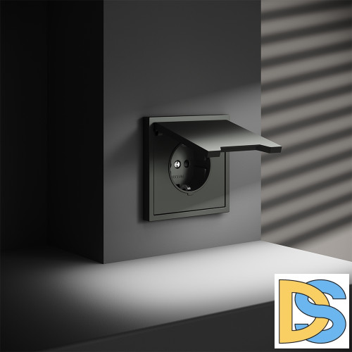 Розетка встраиваемая VOLTUM S70 с заземлением, защитными шторками и крышкой 16А, (титан)