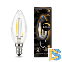 Лампа светодиодная диммируемая Gauss филаментная E14 5W 2700К прозрачная 103801105-D