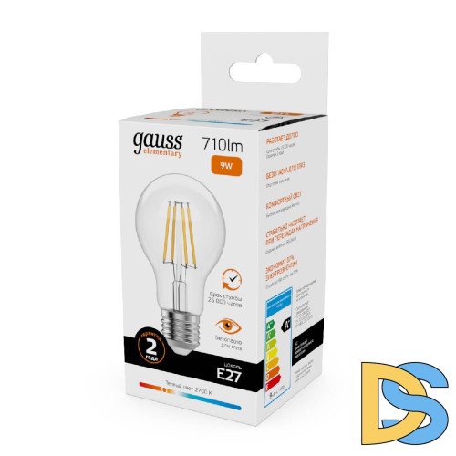 Лампа светодиодная Gauss Filament Elementary E27 9W 2700K 22219
