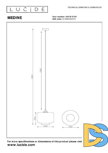 Подвесной светильник Lucide Medine 46413/01/61
