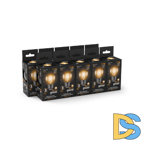 Лампа светодиодная филаментная Gauss E27 11W 2700K прозрачная 105802111