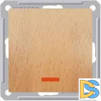 Выключатель 1-клавишный; кнопочный с подсветкой 16, Бук (пластик), серия Wessen 59, Schneider Electric