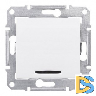 Выключатель 1-клавишный, с подсветкой, Белый, серия Sedna, Schneider Electric