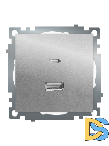 Розетка 2-местная USB + type C Stekker Катрин GLS10-7116-03 50054