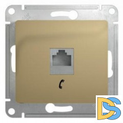 Розетка телефонная 1-ая 4 контакта, RJ-11, Титан, серия Glossa, Schneider Electric