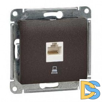 Розетка компьютерная 1-ая кат.5е, RJ-45 (интернет), Шоколад, серия Glossa, Schneider Electric