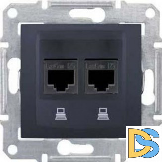 Розетка компьютерная 2-ая кат.5е, RJ-45 (интернет), Графит, серия Sedna, Schneider Electric