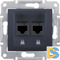 Розетка компьютерная 2-ая кат.5е, RJ-45 (интернет), Графит, серия Sedna, Schneider Electric
