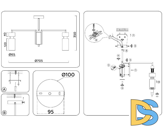 Люстра на штанге Ambrella Light High Light Heigh Light LH56126