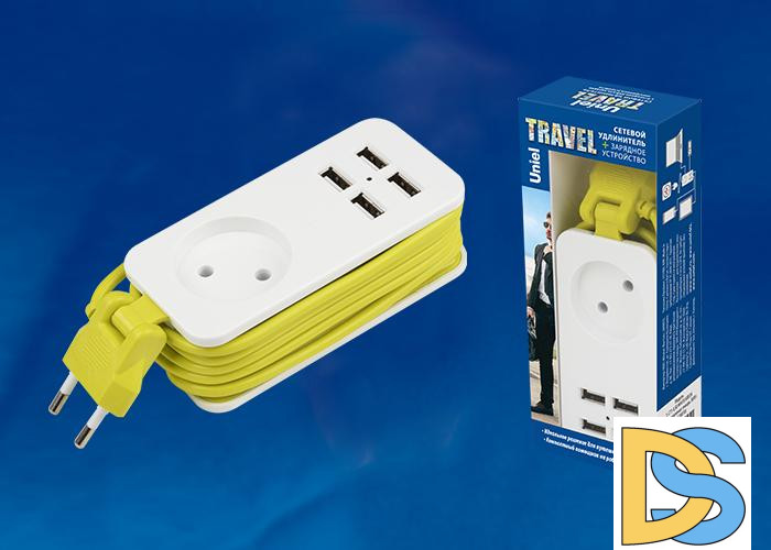 Удлинитель (UL-00003331) Uniel 1гн х 1,5м б/з Travel S-CT1-1,5U White/Green