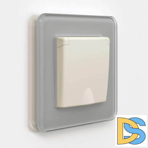 Розетка с заземлением и шторками Werkel c крышкой IP44 (айвори матовый) W1171262