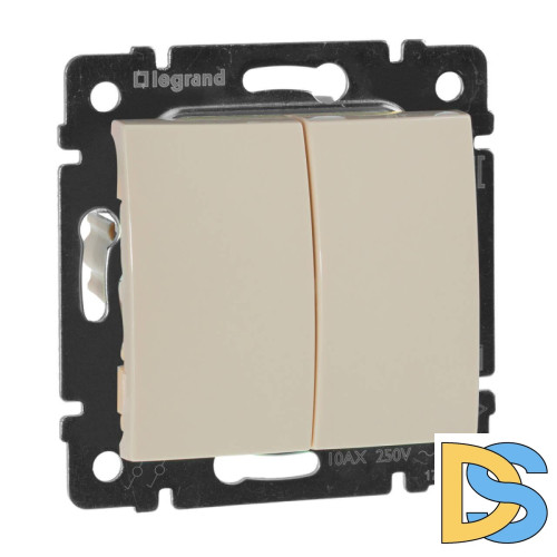 Переключатель двухклавишный на 2 направления Legrand Valena 10A 250V cлоновая кость 774308