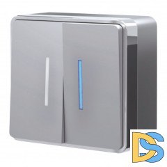 Выключатель двухклавишный с подсветкой Gallant (серебряный) W5020106