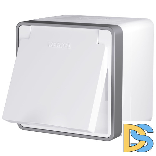 Розетка влагозащ. с зазем. с защит. крышкой и шторками Werkel Gallant (белый) W5071201