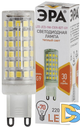 Лампа светодиодная Эра G9 9W 2700K LED JCD-9W-CER-827-G9 Б0033185