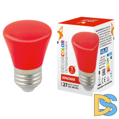 Лампа светодиодная Volpe Decor color LED-D45-1W/RED/E27/FR/С BELL UL-00005638