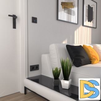 Выключатель двухклавишный с подсветкой (черный) W1220108