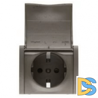 Лицевая панель для розетки с заземлением, шторками и крышкой Legrand Galea Life - темная бронза