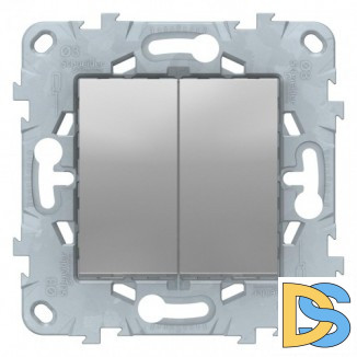 Выключатель 2-клавишный, Алюминий, серия Unica New, Schneider Electric