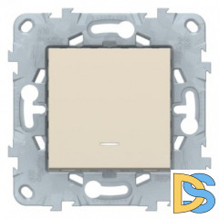 Выключатель 1-клавишный, с подсветкой, Бежевый, серия Unica New, Schneider Electric