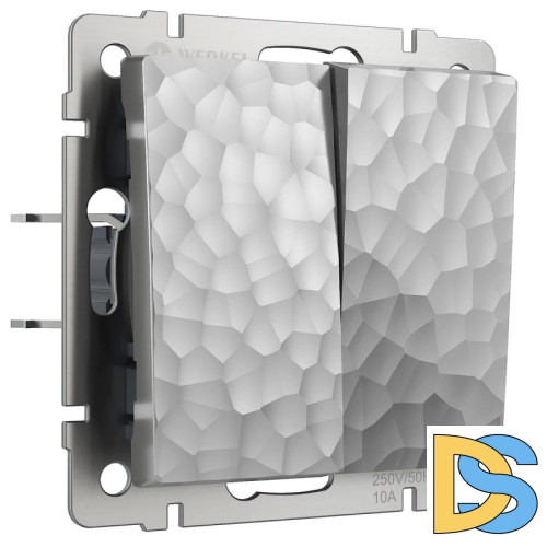 Выключатель Werkel Hammer двухклавишный серебряный W1220006 4690389162299