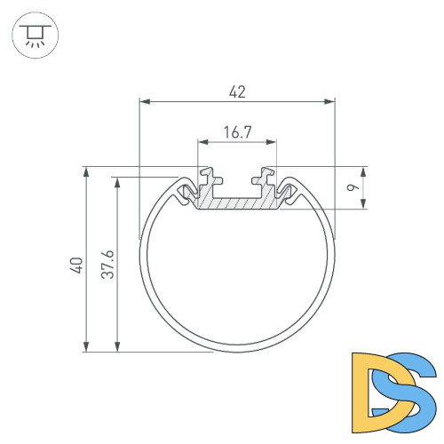 Алюминиевый профиль Arlight ROUND-D40-2000 ANOD 044517