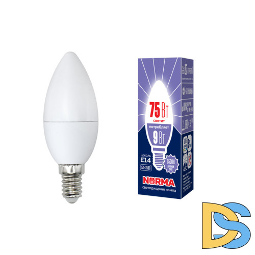 Лампа светодиодная (UL-00003802) Volpe E14 9W 6500K матовая LED-C37-9W/DW/E14/FR/NR