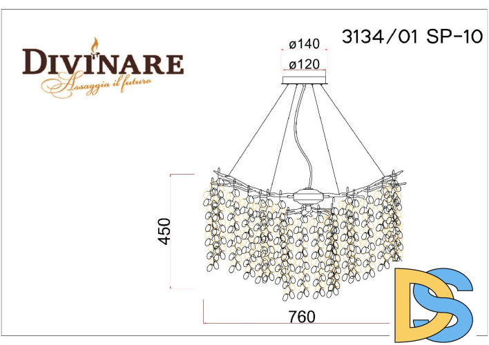 Подвесная люстра Divinare Salice 3134/01 SP-10