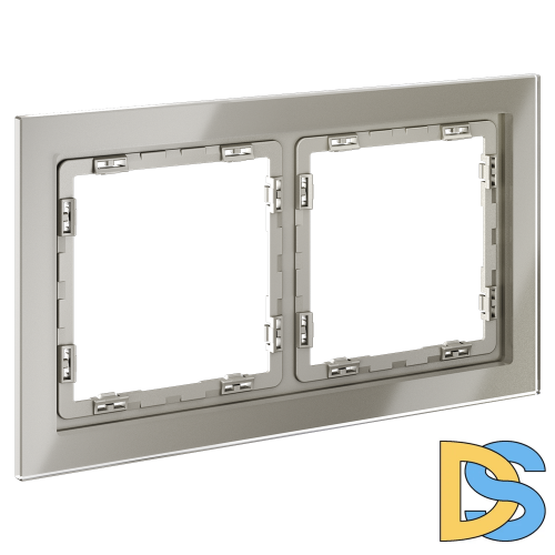 Рамка стеклянная VOLTUM S70 на 2 поста, (шелк, стекло)