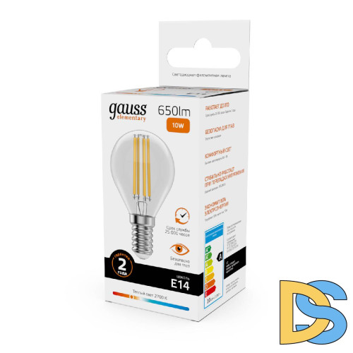 Лампа светодиодная Gauss Filament Elementary E14 10W 2700K 52110