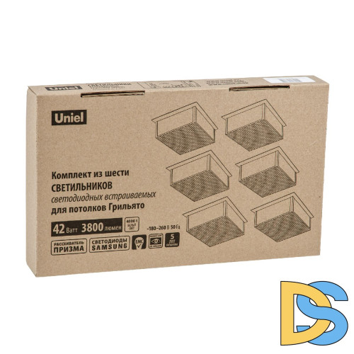 Встраиваемый светильник Uniel ULP-0808 42W/4000К IP40 GRILYATO BLACK KIT06 UL-00011061