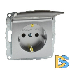 Розетка с заземлением с крышкой Mono Electric Despina-Larissa 16А 250В серебро 500-002121-118