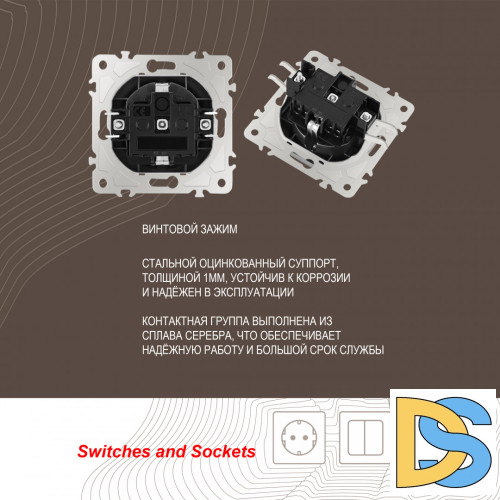 Розетка с заземлением и шторками Arte Milano 206.40-1.shampan
