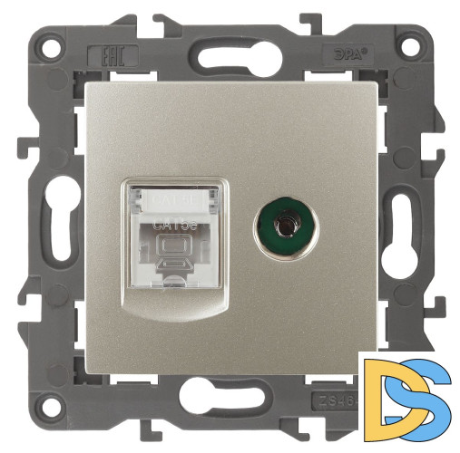 Розетка RJ45+TV Эра 14-3110-04 Б0034317