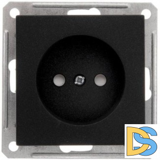 Розетка 1-ая электрическая без заземления, Черный бархат, серия Wessen 59, Schneider Electric