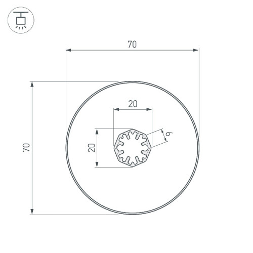 Профиль Arlight SL-ROUND-D70-360deg-2000 ANOD 037770