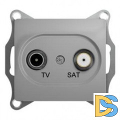 Розетка телевизионная единственная ТV-SAT, Алюминий, серия Glossa, Schneider Electric