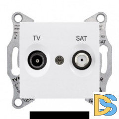 Розетка телевизионная оконечная ТV-SAT, Белый, серия Sedna, Schneider Electric