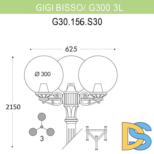 Уличный фонарь Fumagalli Ricu Bisso/G300 3L G30.156.S30.BZE27