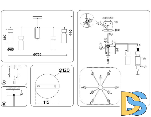 Люстра на штанге Ambrella Light High Light Heigh Light LH56128