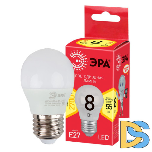 Лампа светодиодная Эра E27 8W 2700K LED P45-8W-827-E27 R Б0053028