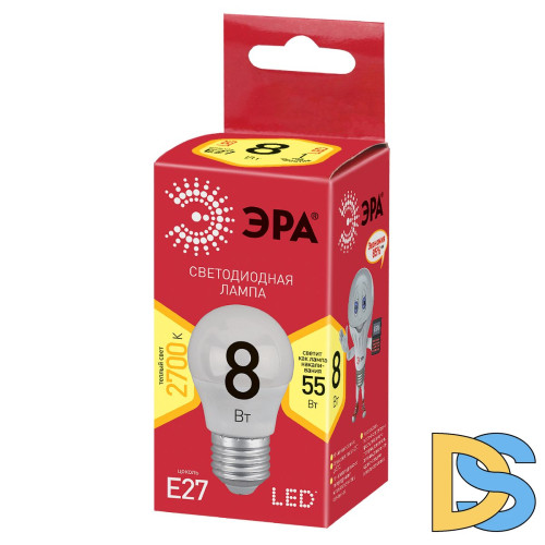 Лампа светодиодная Эра E27 8W 2700K LED P45-8W-827-E27 R Б0053028