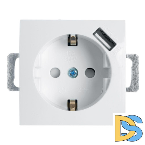 Розетка Stekker Эрна c/з 16A 250V с защитной шторкой и с USB белый PST16-9111-01 39318