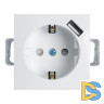 Розетка Stekker Эрна c/з 16A 250V с защитной шторкой и с USB белый PST16-9111-01 39318
