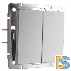 Выключатель двухклавишный с самовозвратом (серебряный) W1122406