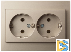 Розетка с заземлением,2-ая Epsilon шампань
