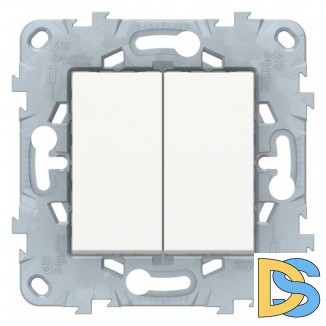 Выключатель 2-клавишный, перекрестный (с трех мест, Белый, серия Unica New, Schneider Electric