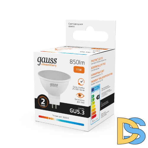 Лампа светодиодная Gauss GU5.3 11W 3000K матовая 13511
