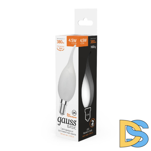 Светодиодная филаментная лампа Gauss Basic Filament Е14 4,5W 2700K 1045115